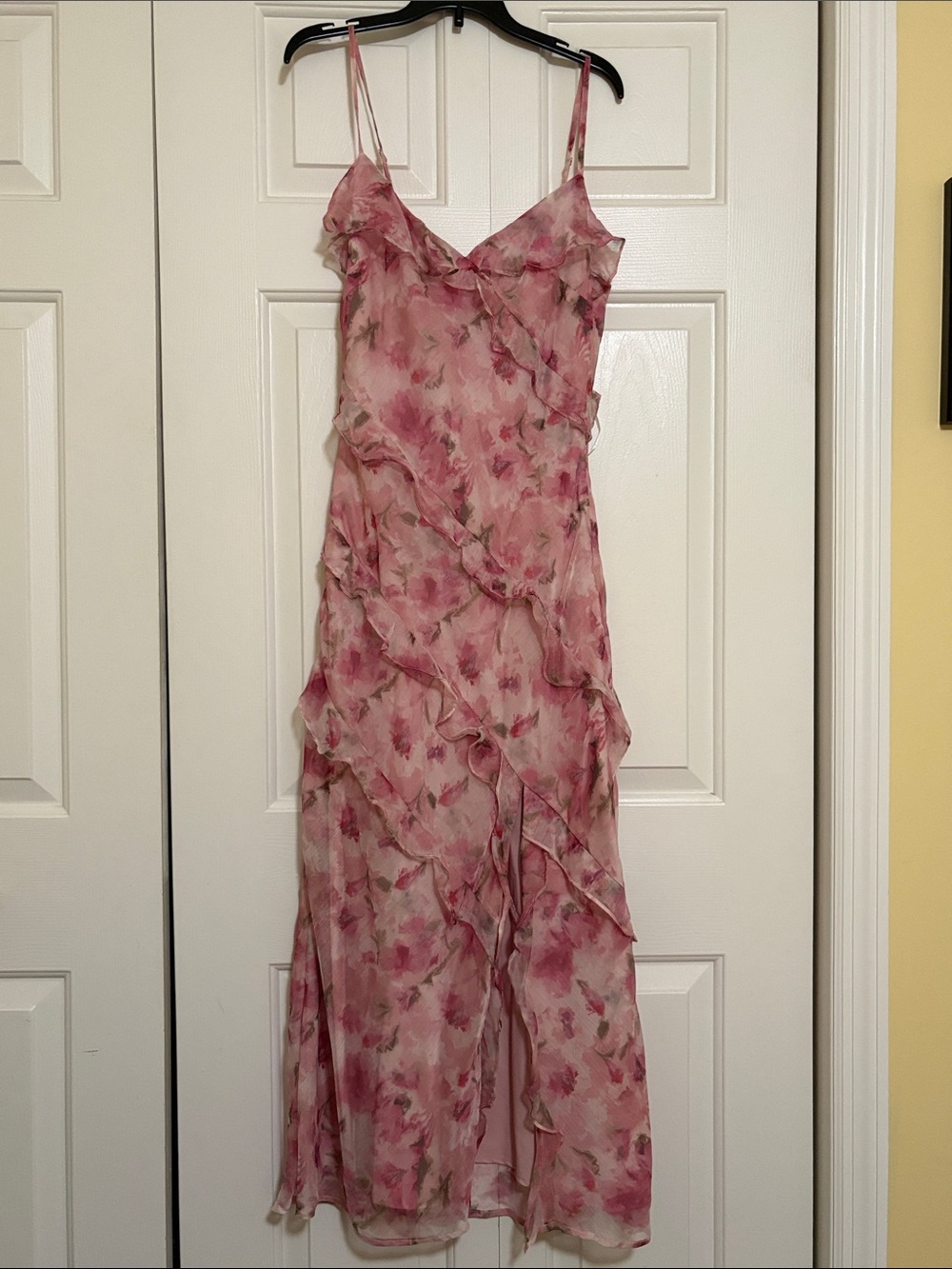 Lulu's Dusty Rose Floral Ruffle Maxi Dress
